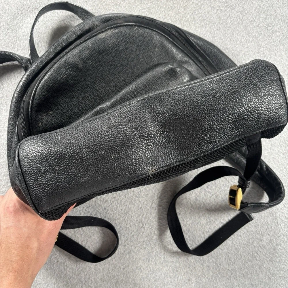 Gucci Black Leather Backpack Vintage Web Logo Front Pocket